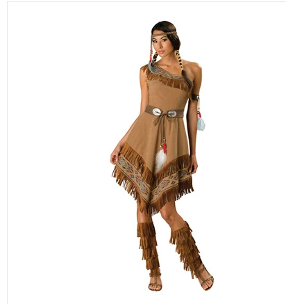 Бесплатная доставка дамы Покахонтас родной дикий запад нарядное платье костюм