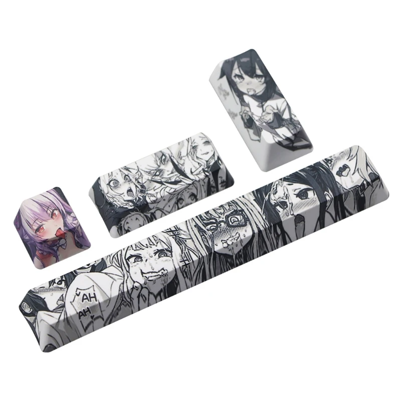 

4Pcs Japanese Anime PBT Space Keycaps Ahegao 6.25U ESC Spacebar Keyboard