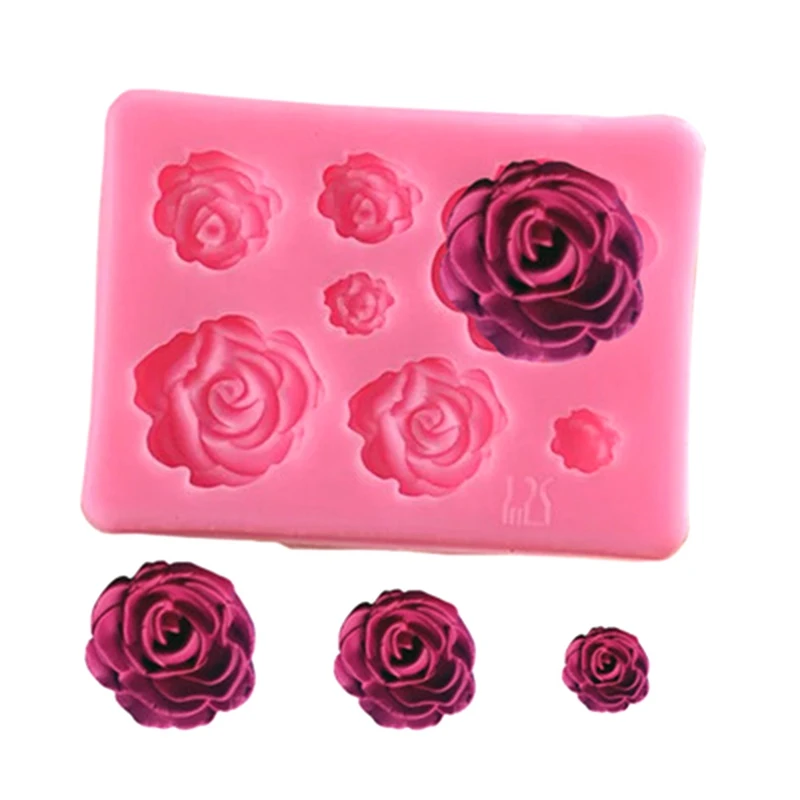 1 шт. розовые цветы Shaped Fondant (сахарная) Силиконовая Форма Ремесло шоколад пресс