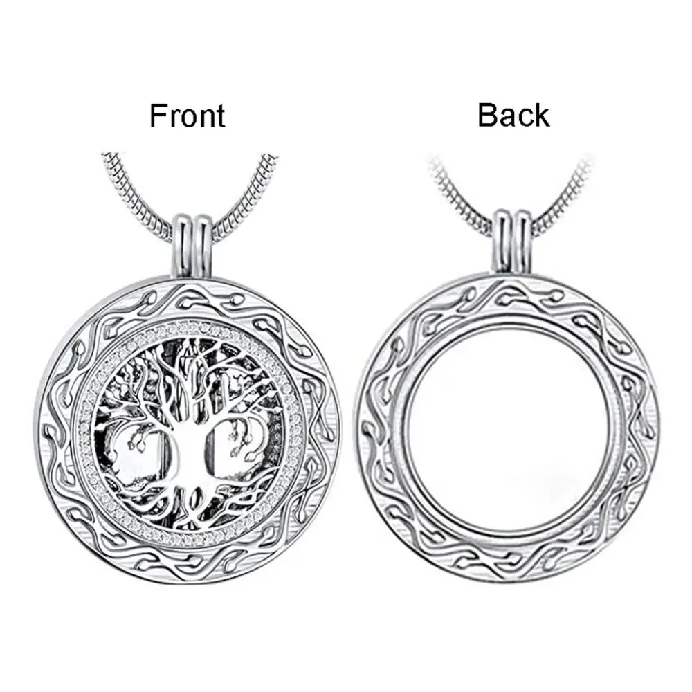 Custom Cremation ювелирные изделия Древо жизни из нержавеющей стали круглый урн кулон