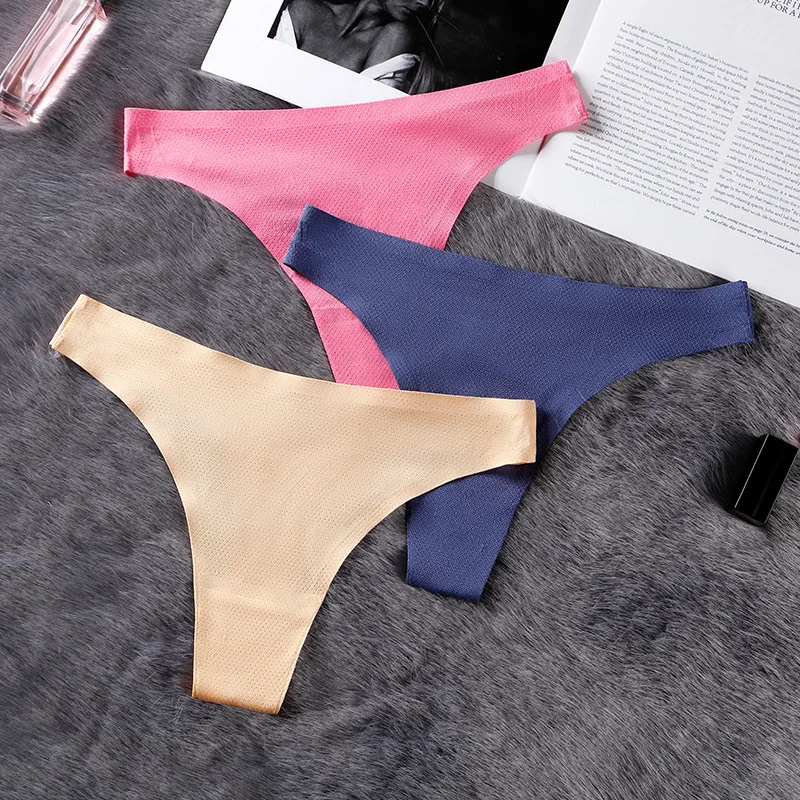 

3pcs Women Sexy G-string Panties Plus Size Sports Underwear T-Back Thong Seamless Tanga Breath Lingerie Female Girls Underpants