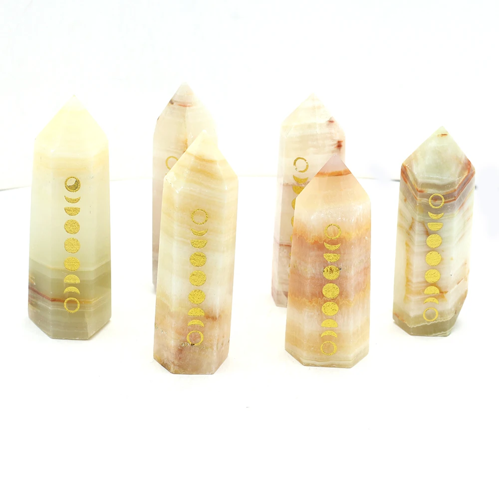 

Natural Yellow Jade Crystal Hexagonal Columnar Bare Stone Aura Healing Agate Specimen Gem Family Aquarium Ornamental Decoration