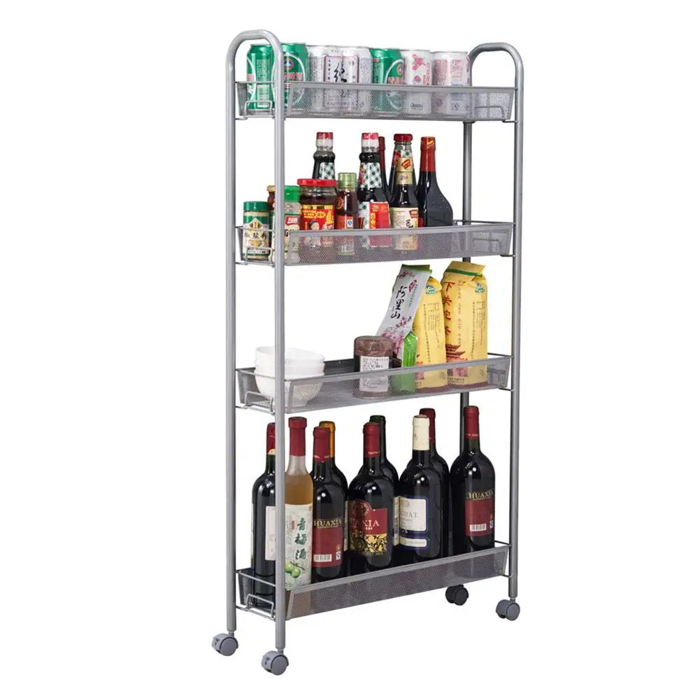 

Multi Layers Storage Trolley Rolling Cart Kitchen Bathroom Laundry Bedroom Furniture Dampproof with Metal Honeycomb Mesh