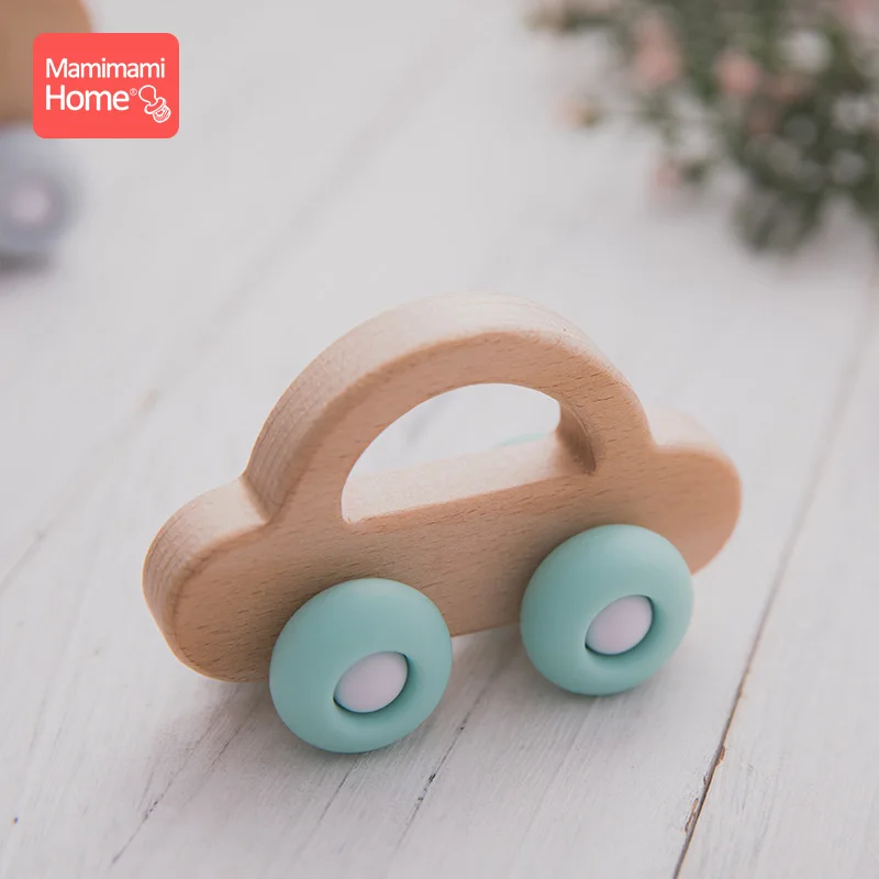 

1pc Baby Wooden Teether Rodent Animal Wood Elephant Teething Toys Food Grade Silicone Beads MontessoriBaby Products Nurse Gifts