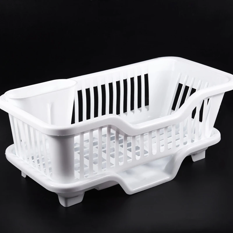 Kitchen Sink Dish Plate Utensil Drainer Drying Rack Holder Basket Organizer Tray White | Дом и сад