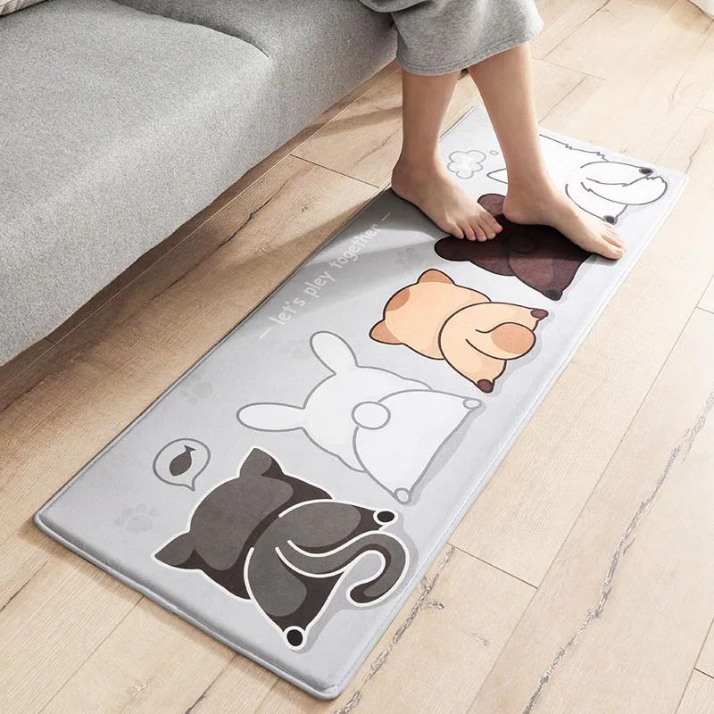 

Cat Design Cartoon Kitchen Mat Anti-slip Long Bedroom Floor Carpet Hallway Porch Area Rug Slow Rebound Entrance Doormat Tapis