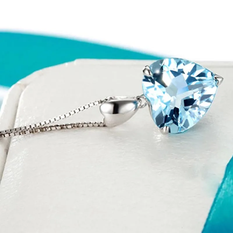 Bague Ringen Серебро 925 ювелирное ожерелье с сердцем моря Форма Сапфир кулон Роскошные ювелирные изделия подарок на свадьбу, помолвку