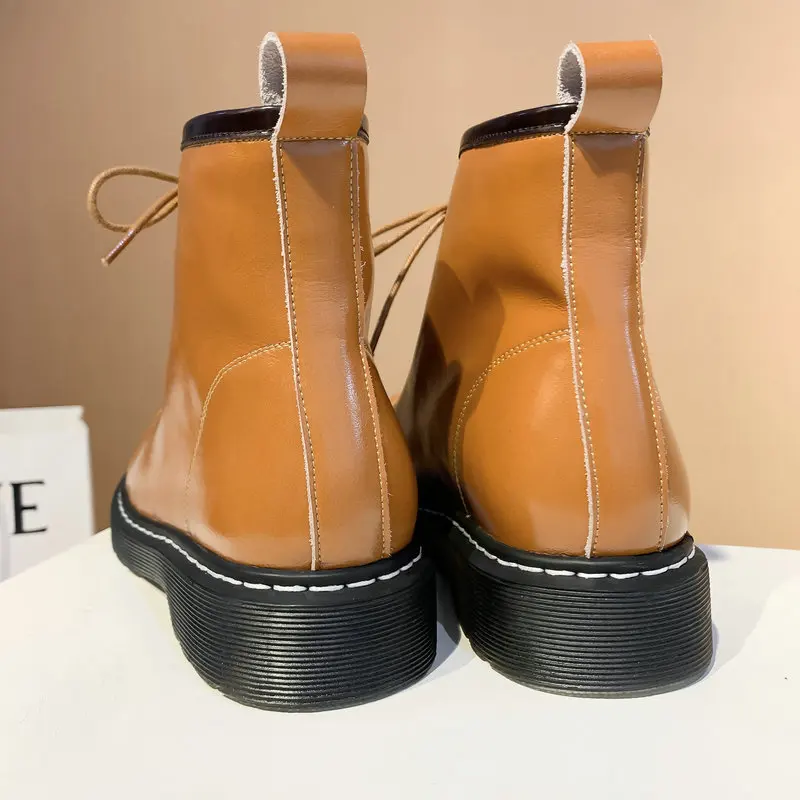 

Cow Leather Women Newest Ankle Boots Comfortable Platform Night Club Shoes Woman Winter Warm Short Boots