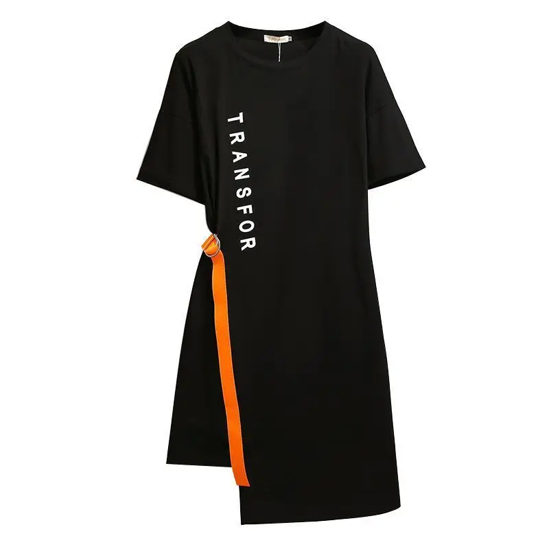 

Plus Size Top Fashion Dress Oversized Women's 2020 Hot Summer Dress Korean Fashion Sale And Breathable T-shirt Cotton Fit Flare