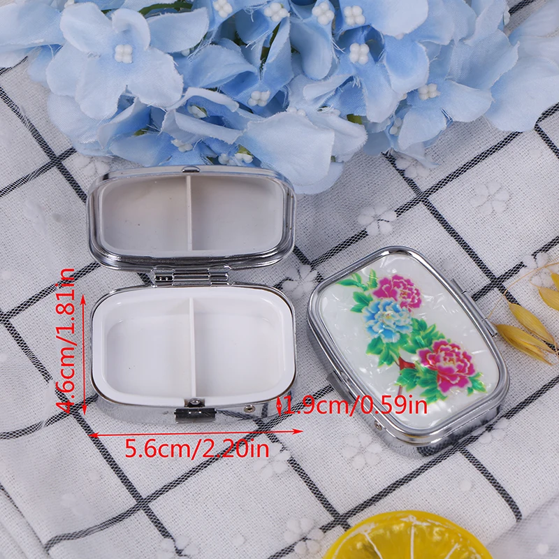 

Square Metal Folding pill case Medicine Organizer Pill Box Storage Container