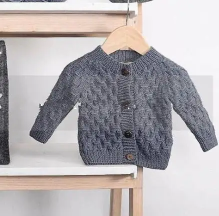 Cardigan grey Г., Осенний вязаный свитер с 3D рисунком листьев Bebes, кардиган, Детский свитер для мальчиков и девочек детская одежда для новорожденных, комплект трикотажной одежды для детей - Цвет: Cardigan grey