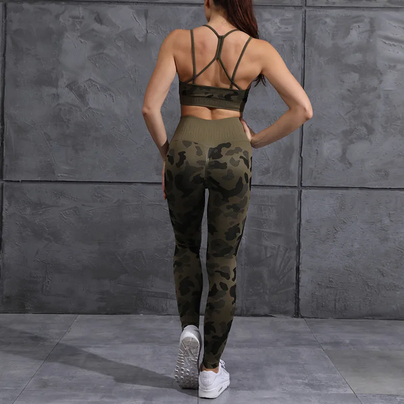 

YF Camouflage Seamless Yoga Pant High Elastic Sports Fitness Legging Women High Waist Gym Scrunch Butt Running Training Leggings