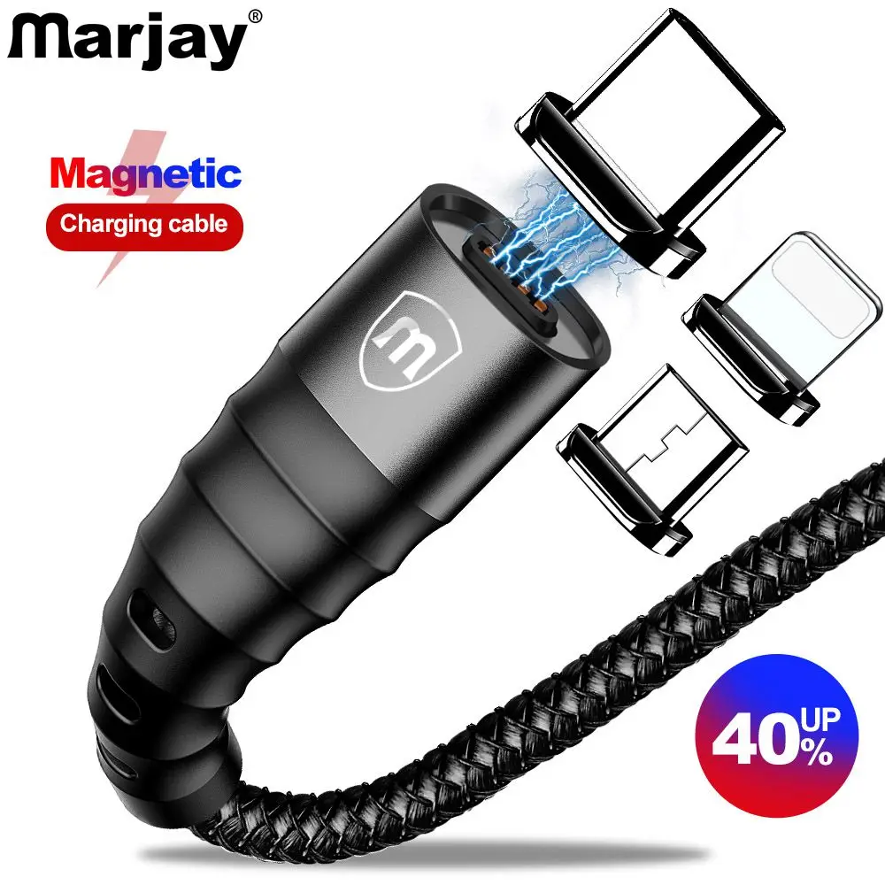Магнитный кабель Marjay Micro USB тип C быстрая зарядка 3 0 для Iphone Huawei Xiaomi цвета длина 1 м 2