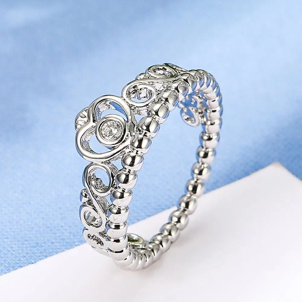 

European & American fashion crown ring 925 silver retro CZ ring for women Engagement & Party DIY fine Jewelry gift Free shipping