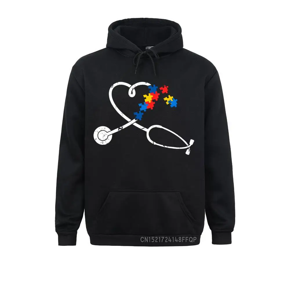 

Nurse Autism Puzzle Stethoscope Heart Tshirt Pullover Hot Sale Fitness Sweatshirts Hoodies For Men Hoods Leisure