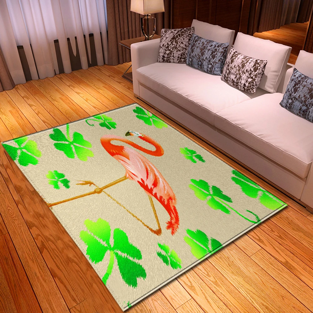 Мультяшный розовый ковер с фламинго для гостиной домашний декоративный детский