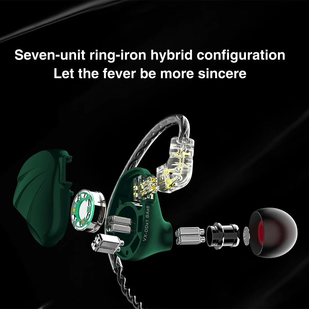 Фото TRN VX 6BA + 1DD гибридные наушники вкладыши HIFI металлический монитор Спортивная TRN VX 6BA + 1DD гибридные наушники вкладыши HIFI металлический монитор Спортивная