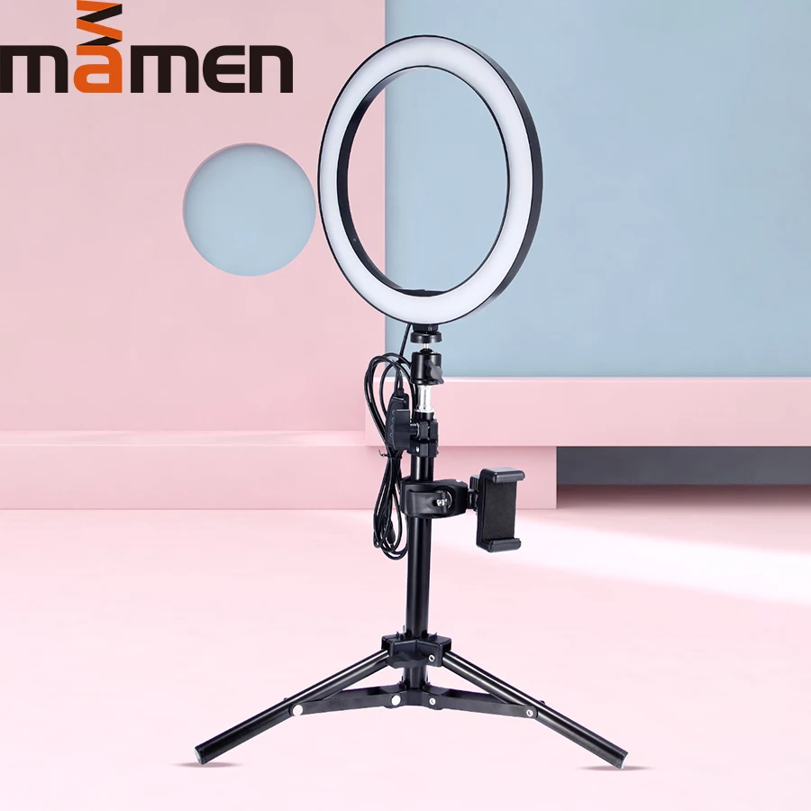 MAMEN 10 дюймов светодиодный кольцевой светильник для селфи камера фото фотостудия