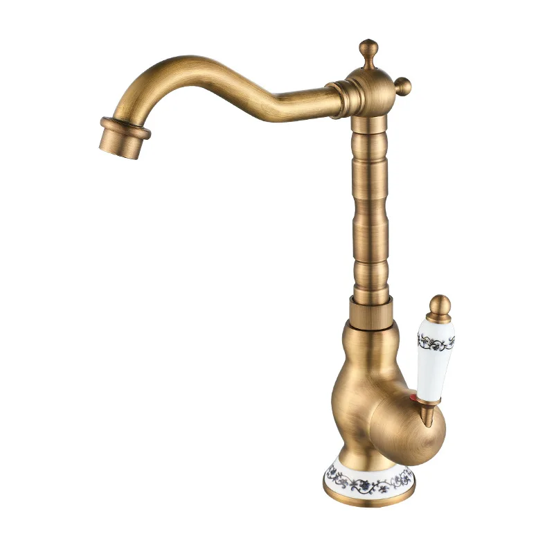 Европейский латунный желтый одиночный смеситель для холодной кухни ванной