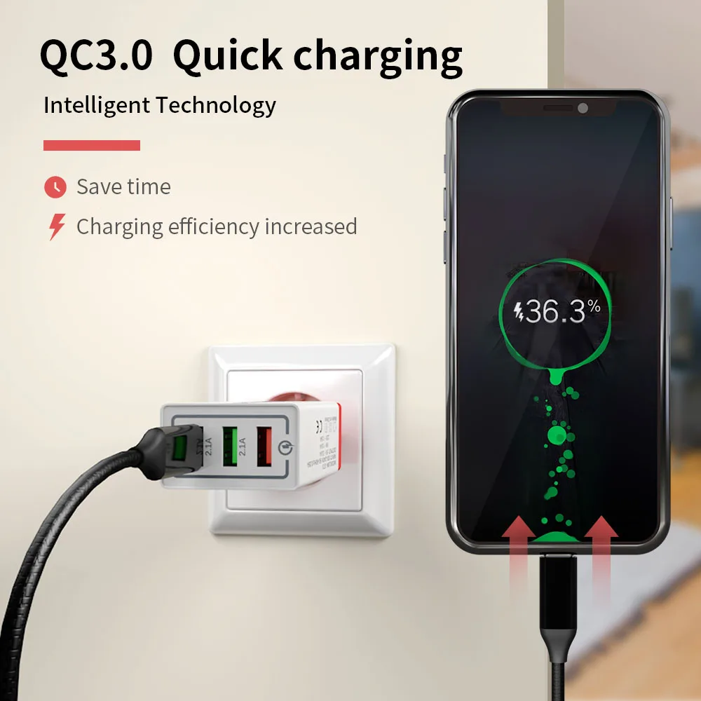 USB Quick charge 3 0 быстрый мобильный телефон зарядное устройство адаптер вилка