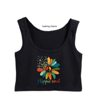 lasting charm daisy peace sign hippie souls flower lovers crop top