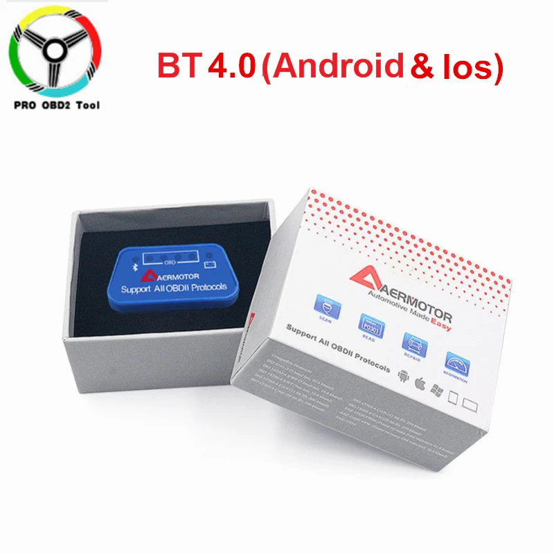 Синий Супер Мини ELM327 V1.5 Bluetooth 4,0 OBD2 сканер считыватель кодов ELM 327 1,5 OBDII диагностический инструмент для IOS/Android/PC - Цвет: Синий