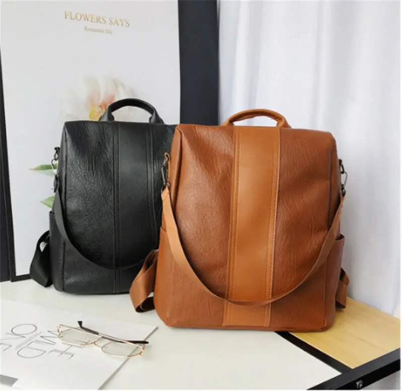 2020 популярный женский мужской школьный рюкзак из искусственной кожи Черный