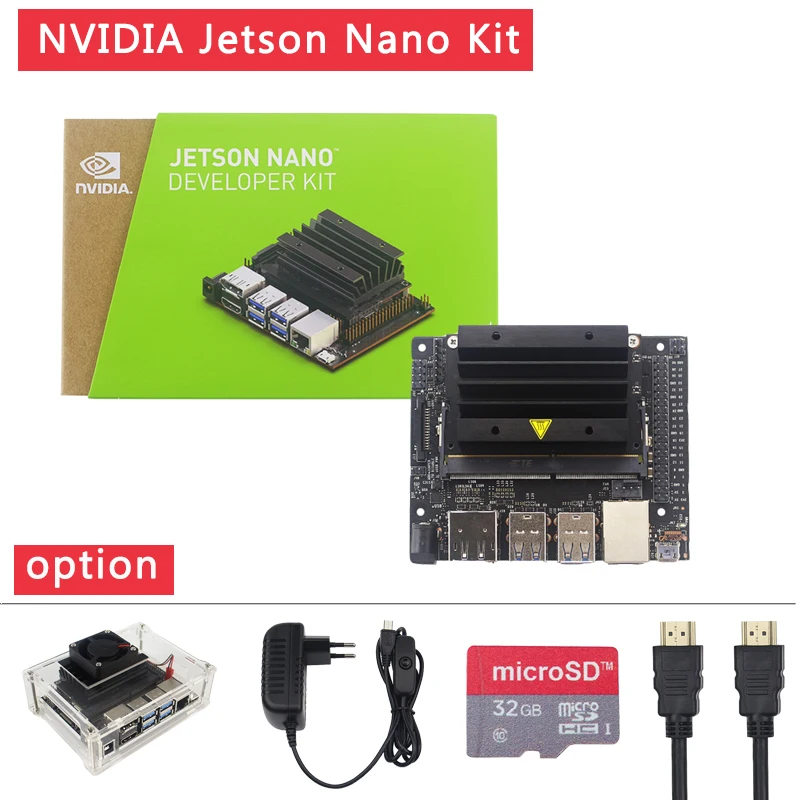 NVIDIA Jetson нано Комплект разработчика для искусственного интеллекта AI вычислительная Процессор 4 Гб 64 бит LPDDR4 | акриловый Чехол | Вентилятор охлаждения