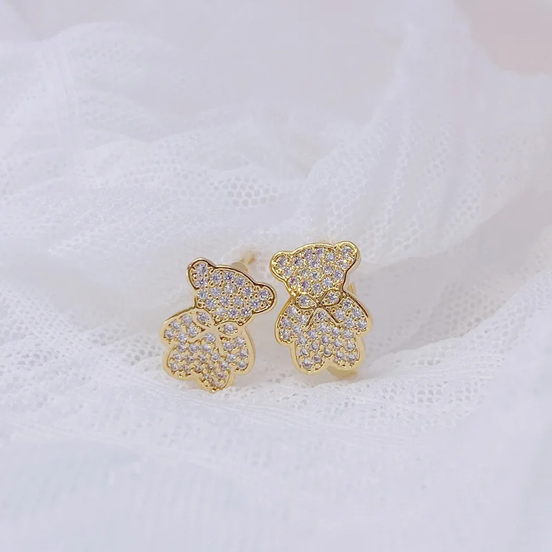 Новые дизайнерские модные ювелирные изделия маленькие серьги-кольца с медведем