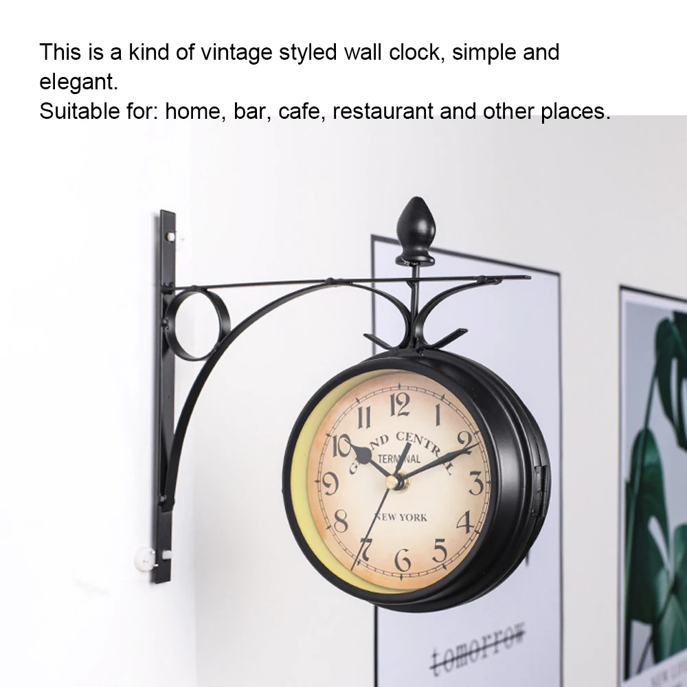 Винтажные Двухсторонние настенные часы с питанием от батарейки металлическое