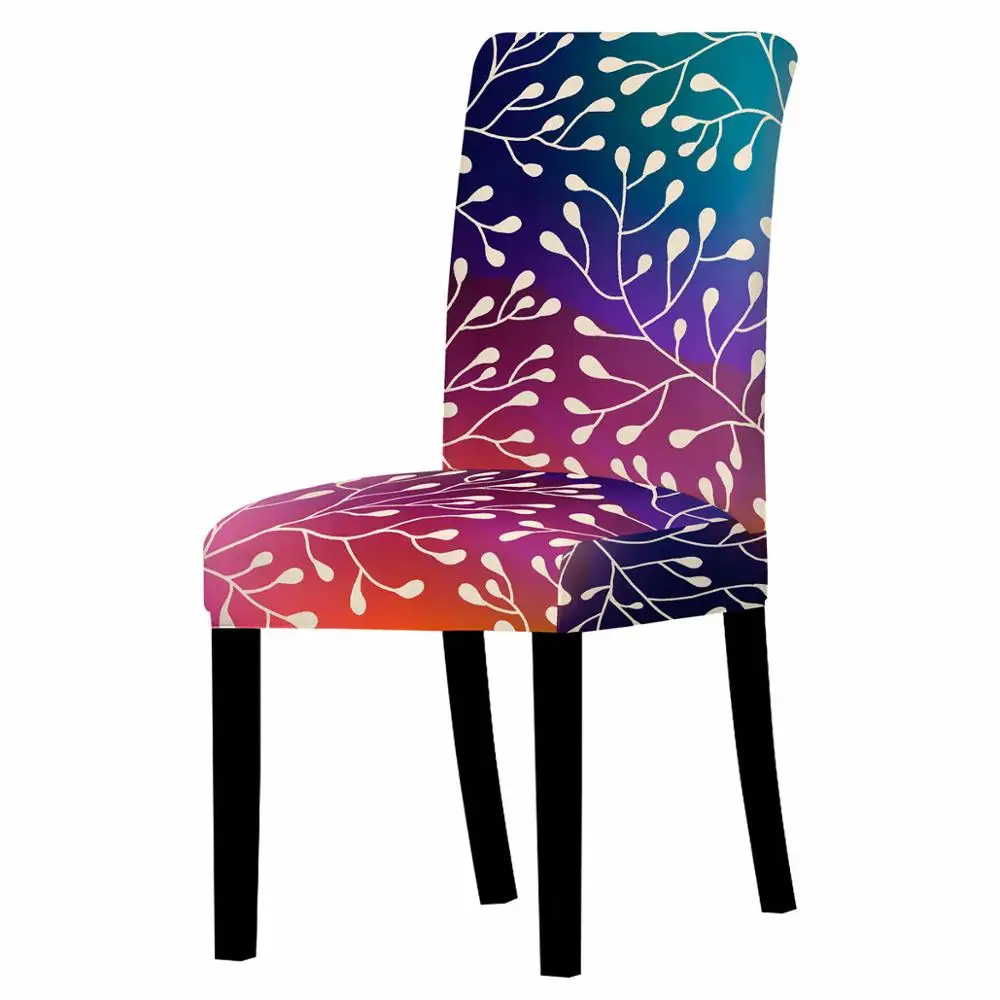 Leaf Fruit Branch Printed Chair Cover Dining Elastic Covers Spandex Stretch Modern Style Anti-dirty Removable | Дом и сад