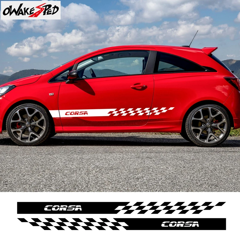 

2 шт. для Opel Corsa c e d автомобильные спортивные полосы Стайлинг Дверь боковая юбка декоративная наклейка Аксессуары для кузова автомобиля вини...