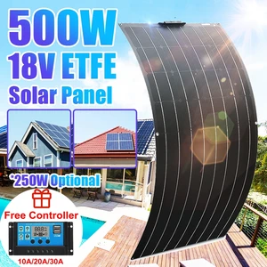 solar panel 500w 400w 250w 18v etfe solar power bank phone car battery dual usb charger system kit complete for outdoor camping free global shipping