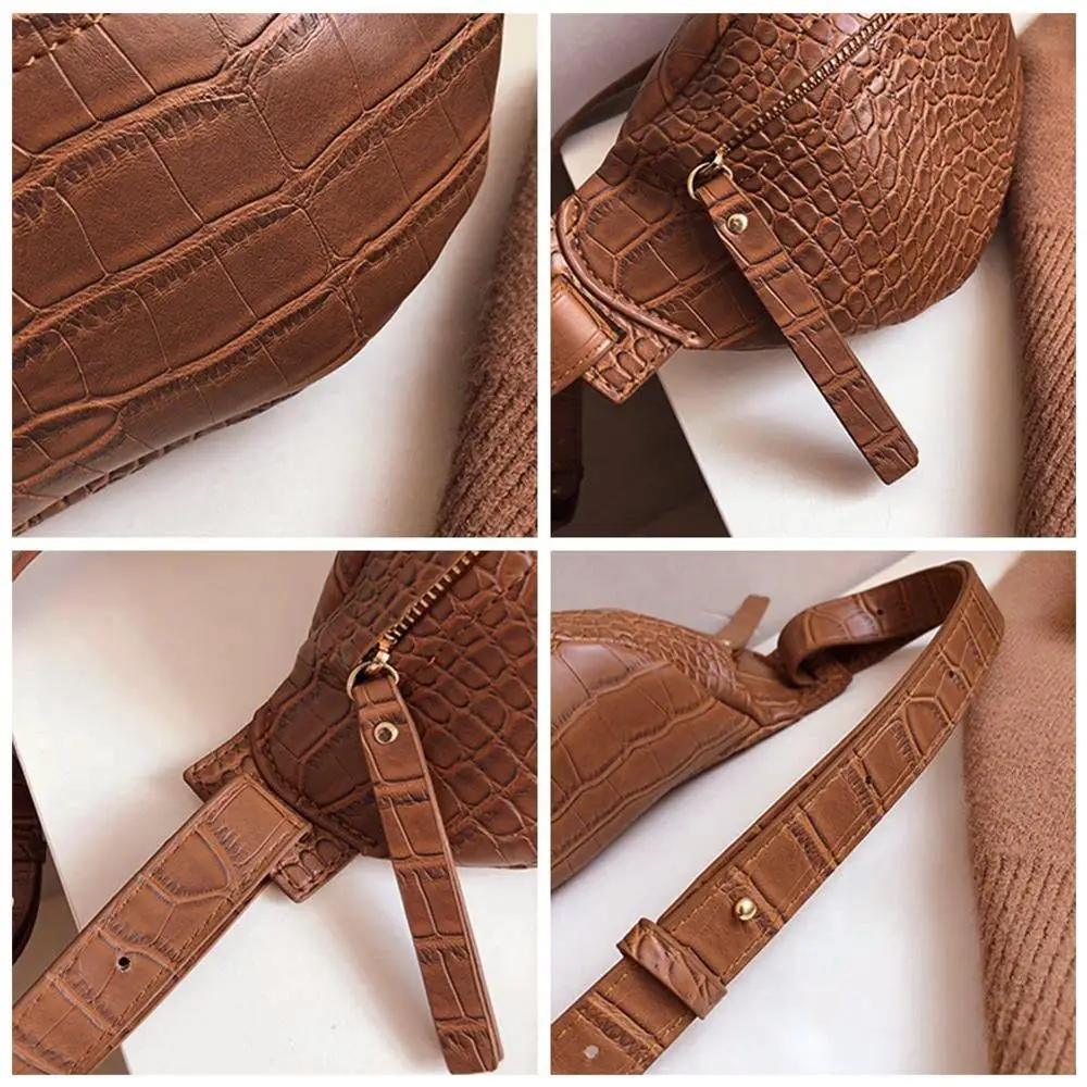 Сумка хобо крокодиловая женская Спортивная поясная сумочка на плечо кожаная