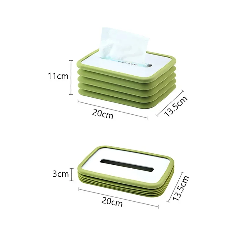 

Kitchen Tissue Box Foldable Silicone Tissue Storage Box Compressible Tissue Holder Household Draw Paper Towel Napkin Organizer