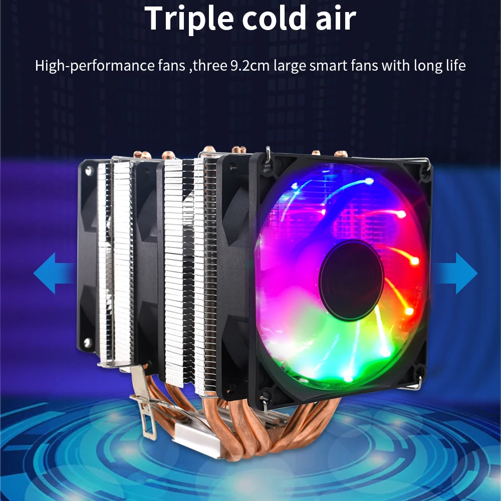 Кулер для процессора TISHRIC с 6 тепловыми трубками кулер 4 контакта PWM RGB PC Intel LGA 1150 1151