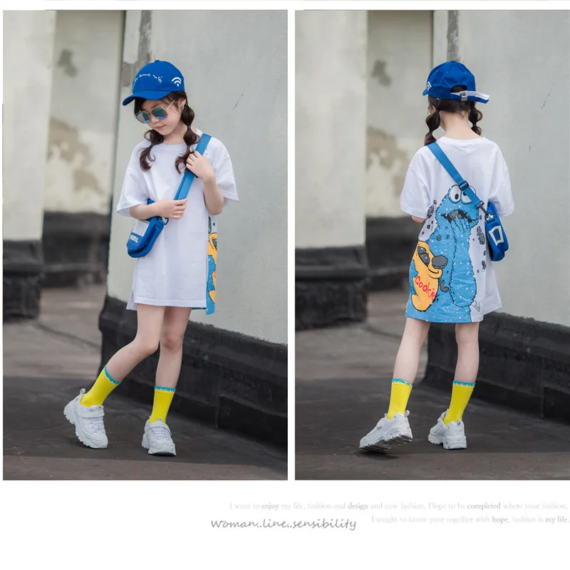 Длинная футболка с рисунком для маленьких девочек летние топы из 100% хлопка