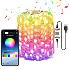 Светодиодный светильник в виде рождественской елки, Bluetooth, медный провод, цветная световая лента для праздника вечерние ринки, свадьбы