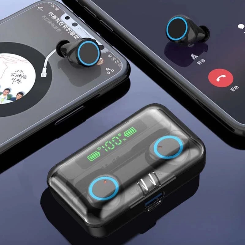 

F9-3 Bluetooth Earphone 5.0 LED Digital Display Wireless Headphons Earphones Earbuds Gaming Headset With Charging Box for Phone