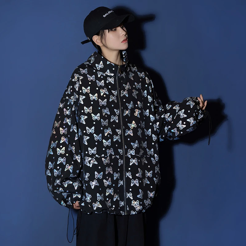 Весна Осень 2020 женские куртки с принтом Повседневная ветровка пальто на молнии
