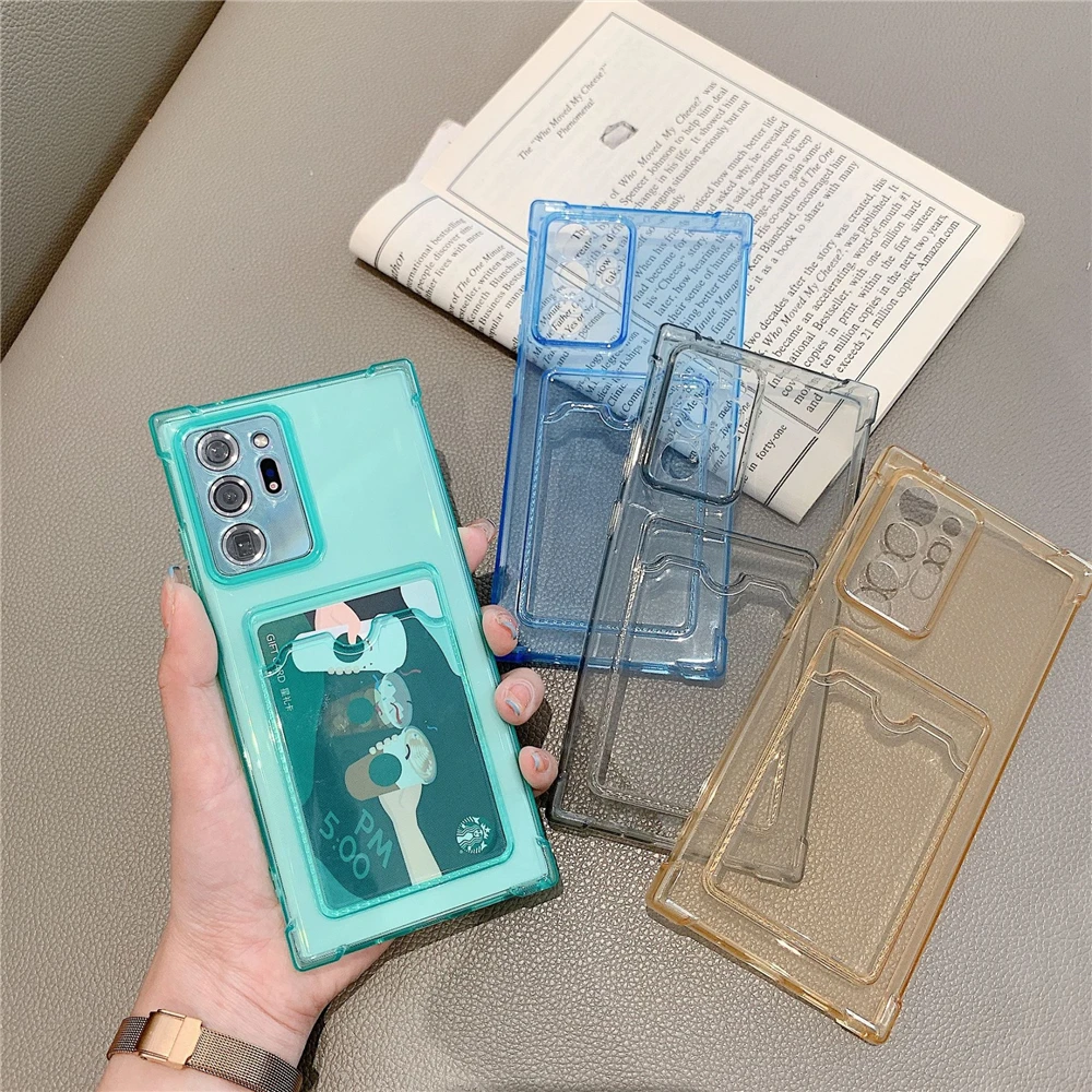 

Clear Silicone Wallet Case for Samsung Galaxy S21 S20 FE S10e S10 Plus Note 10 20 Ultra Reinforced Corner Shockproof Cover
