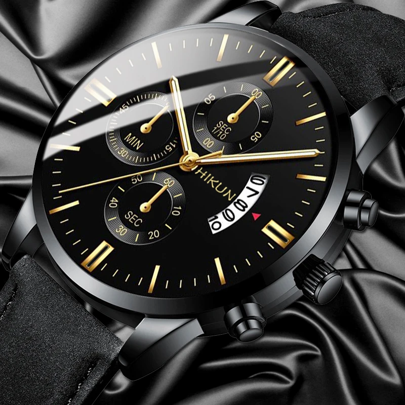 Reloj hombre мужские часы модные взрывной спортивные сплава кожаный чехол кварцевые
