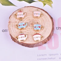 10pcspack lovely teapot tea cup poker enamel charms diy earring bracelet hair necklace diy craft jewelry making charms