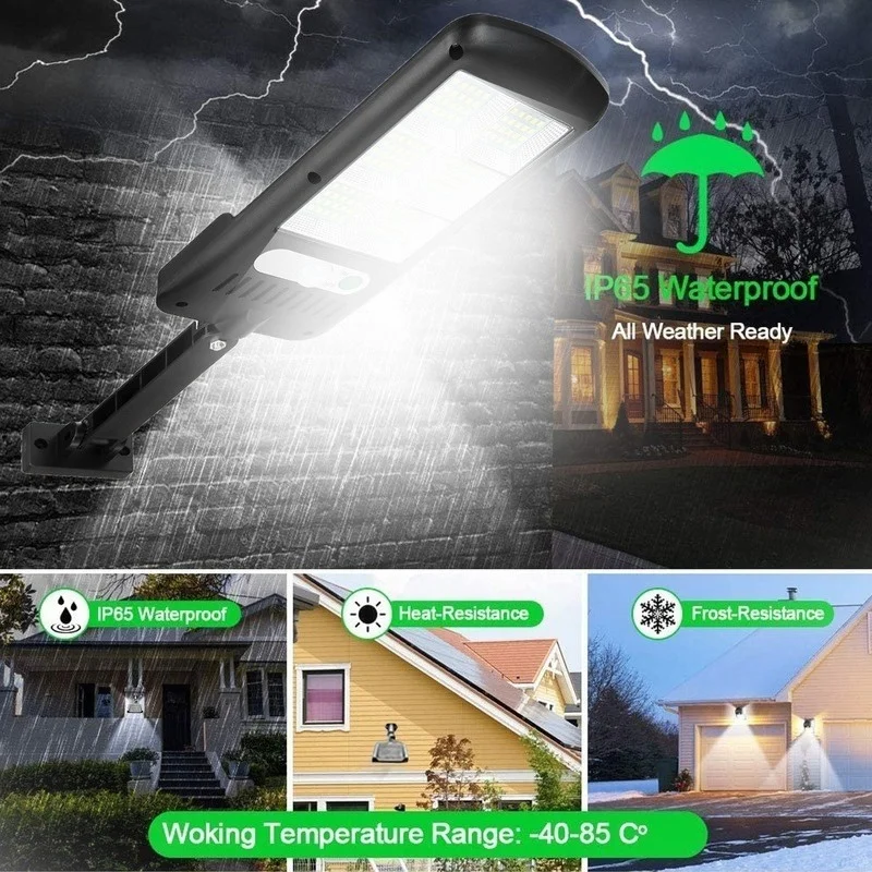 

1200W PIR Motion Sensor Street Solar Wall Light, Outdoor Garden Dimmable Waterproof COB Light with Remote Controls