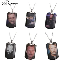 johnny hallyday charm pendant necklace personalized custom photo necklaces for women men stainless steel silver color jewelry