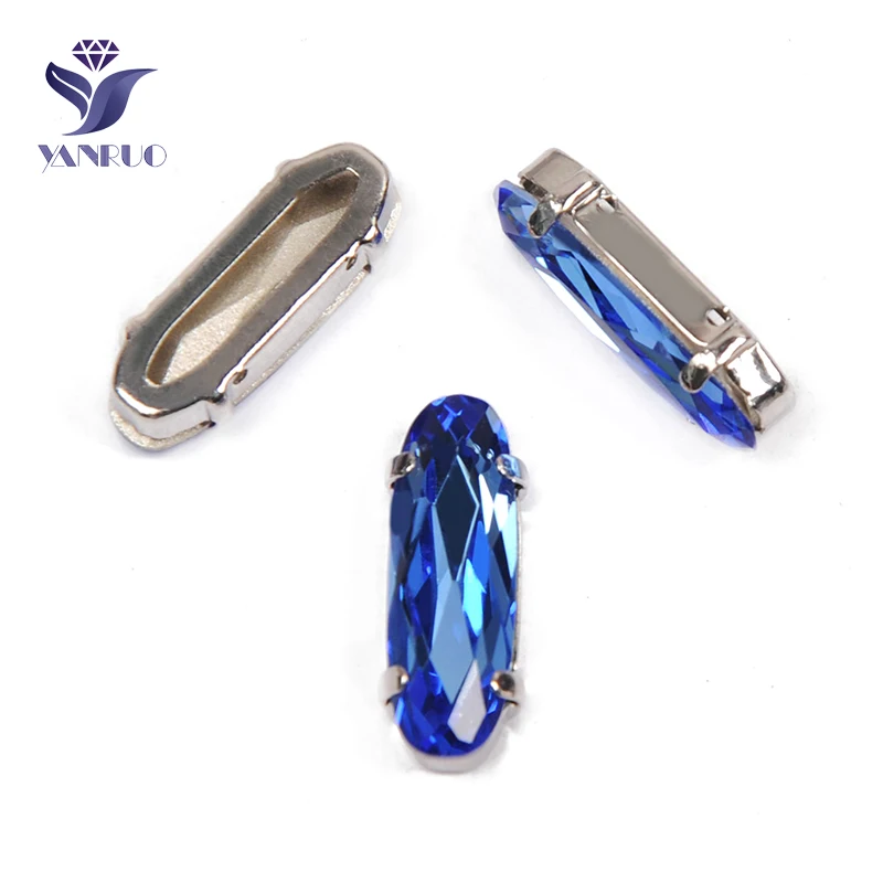 Sapphire YANRUO 4161, удлиненные Стразы для багета, хрустальные причудливые камни с когтями, K9 точечные Стразы для рукоделия - Цвет: Sapphire