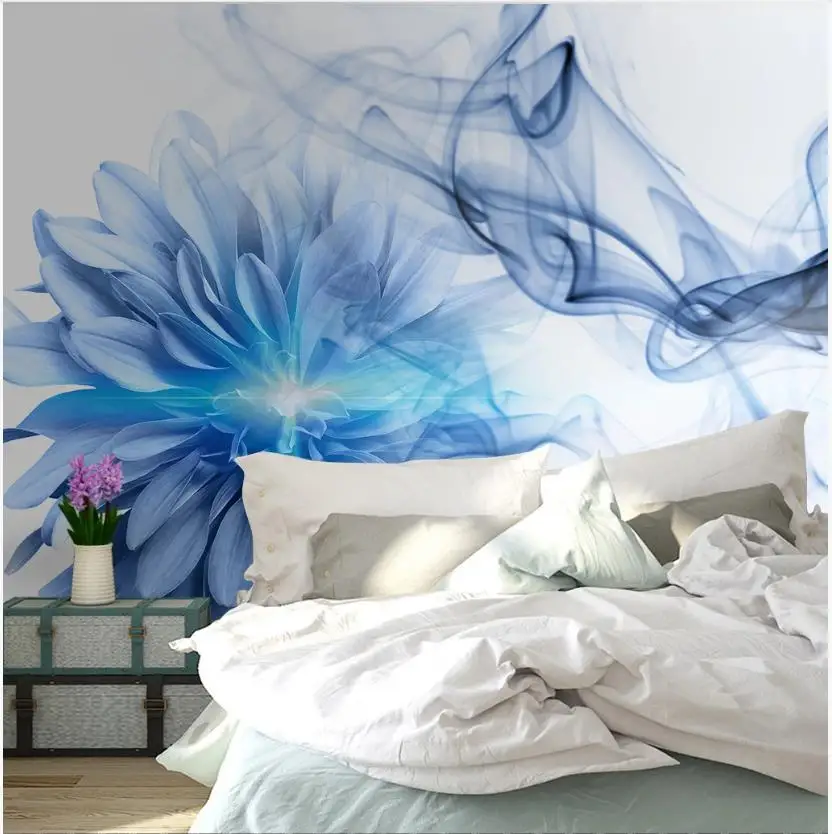 

Custom photo wallpaper for walls 3 d mural wallpaper Modern minimalist abstract blue flower mural bedroom background wall papers