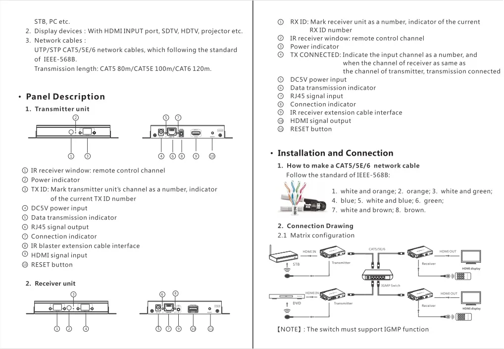 LKV683Matrix-4.0 HDMI-compatible 4K*2K@30Hz Network Extender Converter with IR Over LAN RJ45 CAT5/5E/6 HDCP Compatible | Электроника
