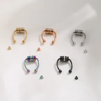 fake nose ring hoop nose septum rings stainless steel magnet nose punk fake piercing body jewelry hip hop rock nose stub jewelry