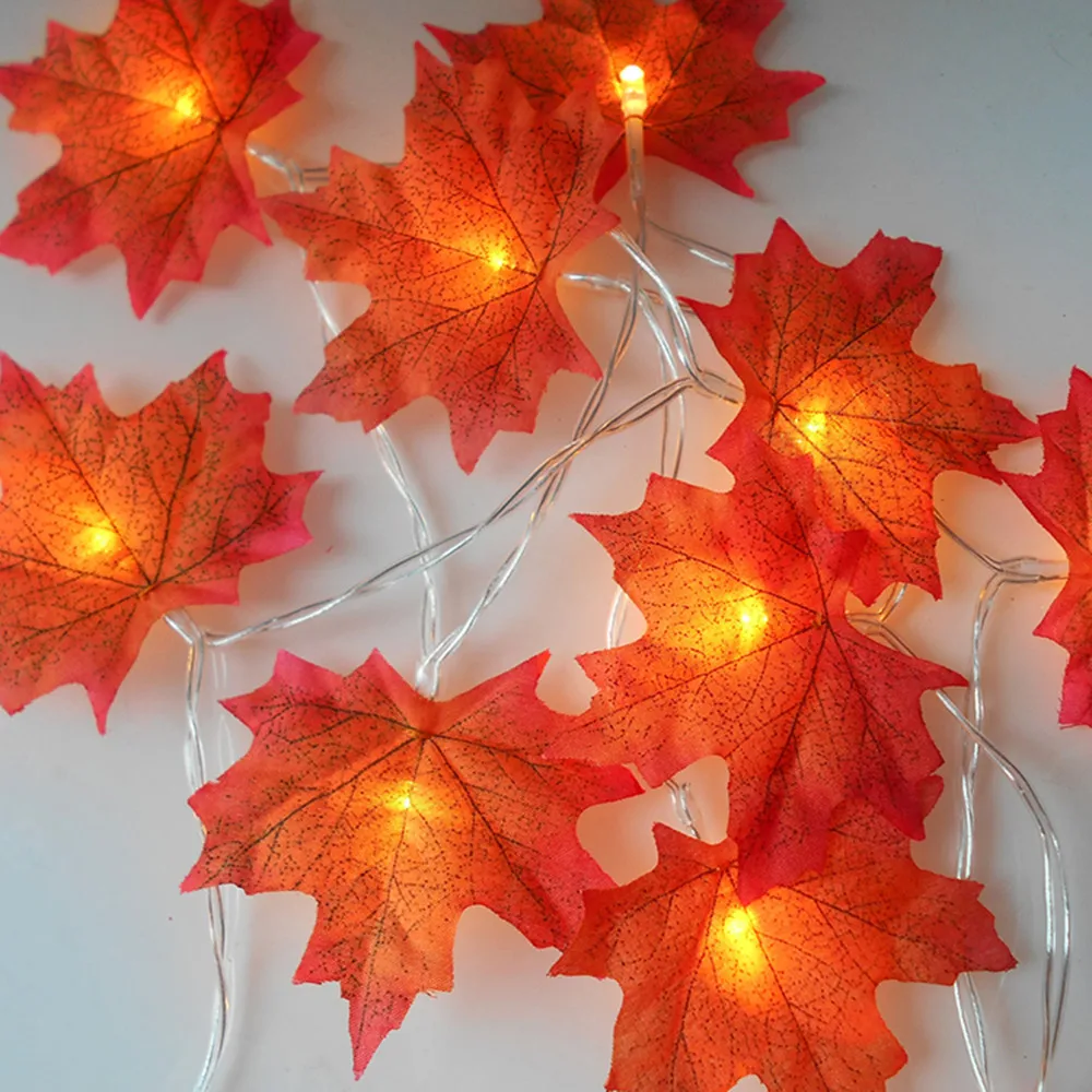 

1.5M 3M 20 Lights Maple Leaves Garland Led Fairy Lights For Christmas Decoration Autumn String Light Festive DIY Halloween Decor